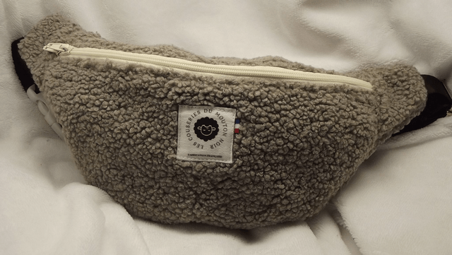 Sac banane tissu bouclette gris