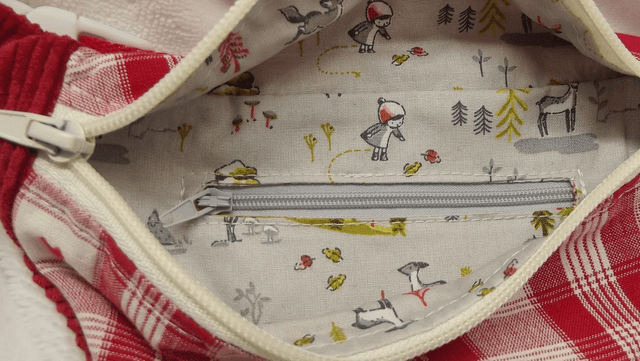 Sac banane enfant tissu savoyard rouge et velours rouge