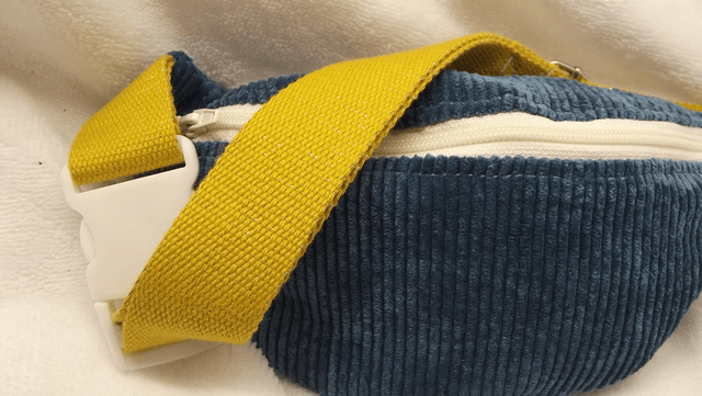 Sac banane enfant en velours côtelé pétrole