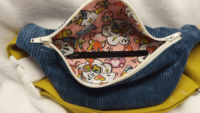 Sac banane enfant en velours côtelé pétrole