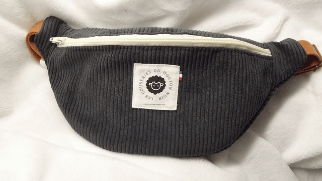 Sac banane velours anthracite 