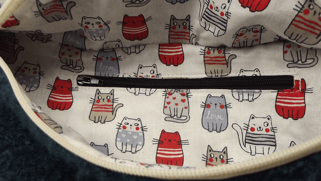 Sac banane tissu bouclette bleu pétrole