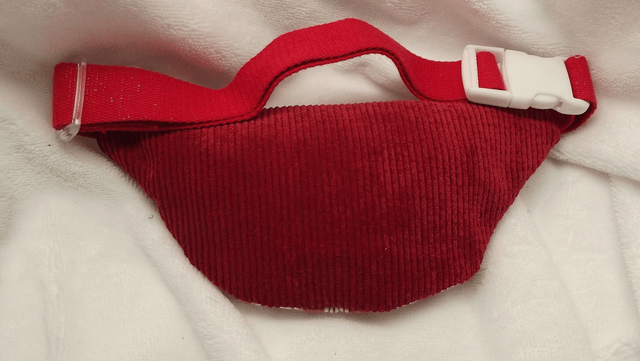 Sac banane enfant tissu savoyard rouge et velours rouge
