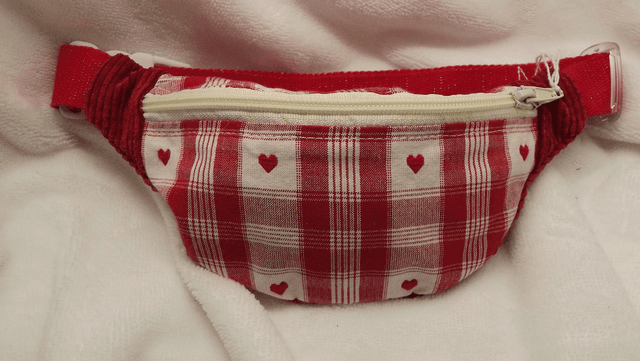 Sac banane enfant tissu savoyard rouge et velours rouge